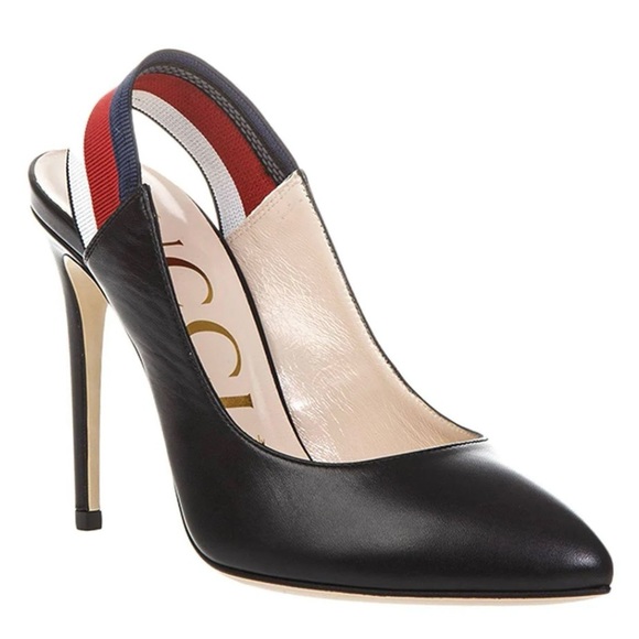Gucci Sylvie stripe slingback leather shoes size 38 - Picture 8 of 12